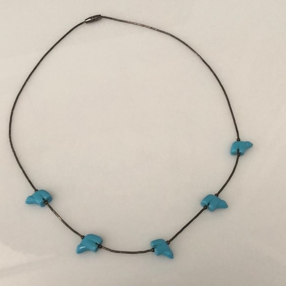 DONATED.925 silver & turquoise polar bear necklace - Picture 3 of 4